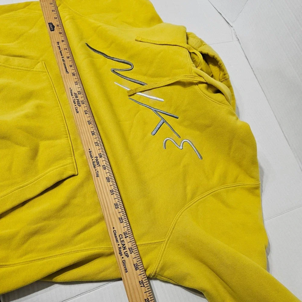 Nike Mens Script Logo Fleece Hoodie Mustard Yellow XL RN56323 CA05553